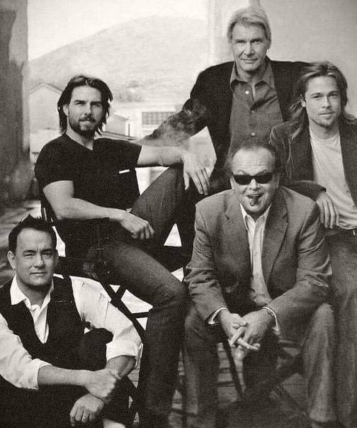Five legends of cinema in one shot - Harrison Ford, Tom Cruise, Brad Pitt, Jack Nicholson, Tom Hanks