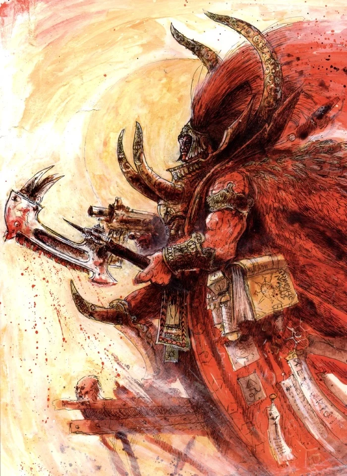 Wh40k Art by John Blanche - John Blanche, Warhammer 40k, Wh Art, Adeptus Astartes, Blood Angels, Темные ангелы, Magnus The Red, Chaos Daemons, Prospero, Мир Смерти, Длиннопост