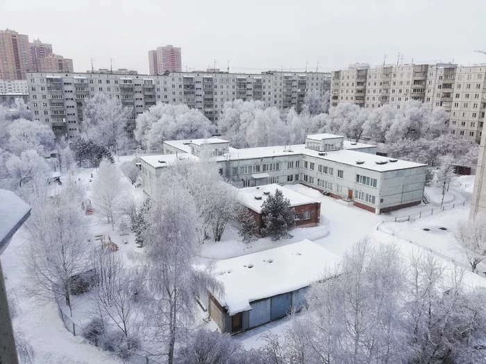 And from our window - My, Mobile photography, Huawei p20 lite, Winter, Snow