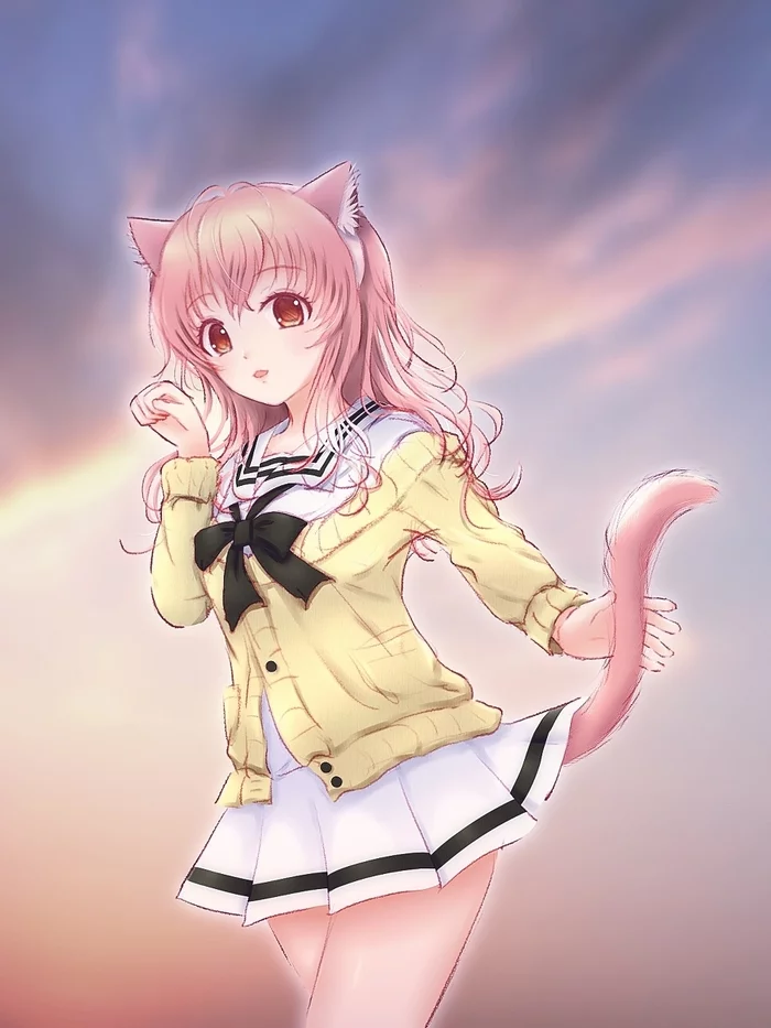 Aoi Mukou (Kimi to Kanojo to Kanojo no Koi) - Anime Art, Визуальная новелла, Аниме, Длиннопост