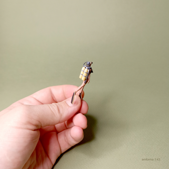 Дайверша Миниатюра, 3D печать, Моделизм, 3D моделирование, 3D, Покраска миниатюр, Стендовый моделизм, Фигурки, Масштабная модель, Дайвер, Ныряльщик, Длиннопост, Рукоделие без процесса