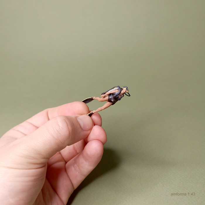 Дайверша Миниатюра, 3D печать, Моделизм, 3D моделирование, 3D, Покраска миниатюр, Стендовый моделизм, Фигурки, Масштабная модель, Дайвер, Ныряльщик, Длиннопост, Рукоделие без процесса