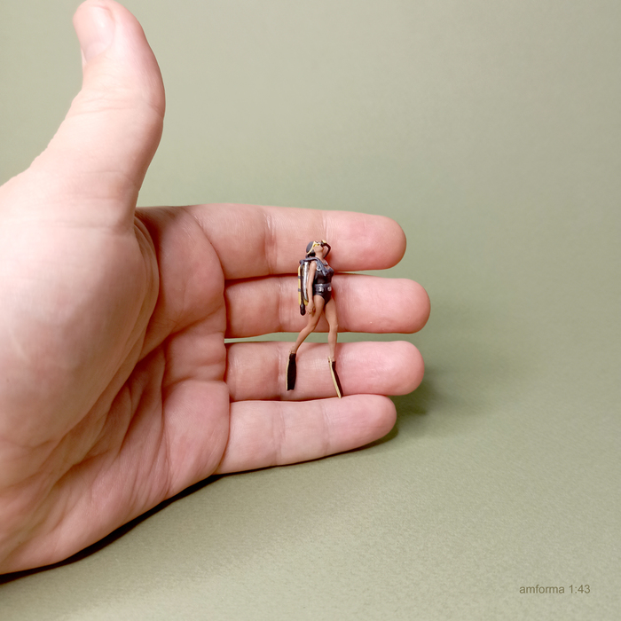 Дайверша Миниатюра, 3D печать, Моделизм, 3D моделирование, 3D, Покраска миниатюр, Стендовый моделизм, Фигурки, Масштабная модель, Дайвер, Ныряльщик, Длиннопост, Рукоделие без процесса