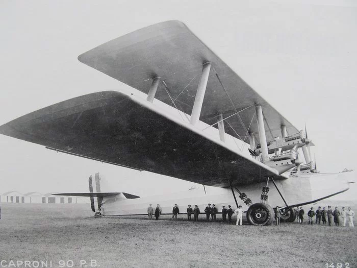 Caproni Ca.90, Италия, 1929 - Историческое фото, Авиация, Самолет, Бомбардировщик, Черно-белое фото, Технические характеристики, Италия, Огромный