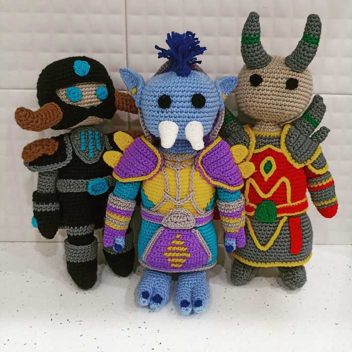 Collecting a party in a dungeon) - My, World of warcraft, Crochet, Knitted toys, Needlework without process, Death Knight, Magician, Warlock, Amigurumi