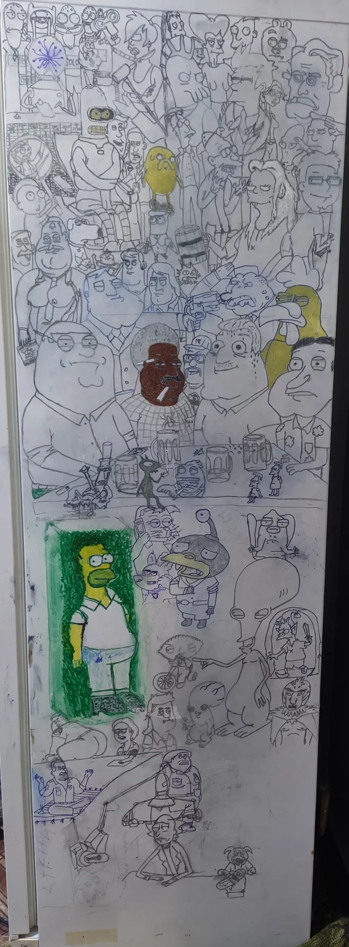 How I drew the fridge. Part 2 - Longpost, Rick and Morty, Brickleberry, Disappointment (animated series), Solar Opposites (animated series), Adventure Time, American Daddy, Family guy, The Simpsons, Futurama, Strange humor, Cartoons, Refrigerator, My