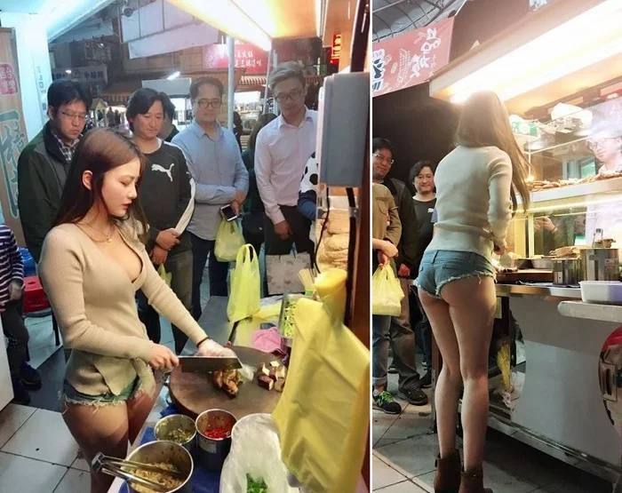 When you pretend you're waiting for meat... - Girls, Booty, Fast food, Food, Humor, The photo, Street food