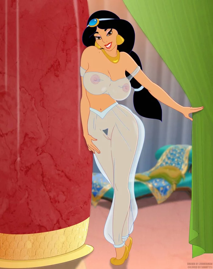 Heifer boy with carpet - NSFW, Girls, Erotic, Boobs, Princess jasmine, Art