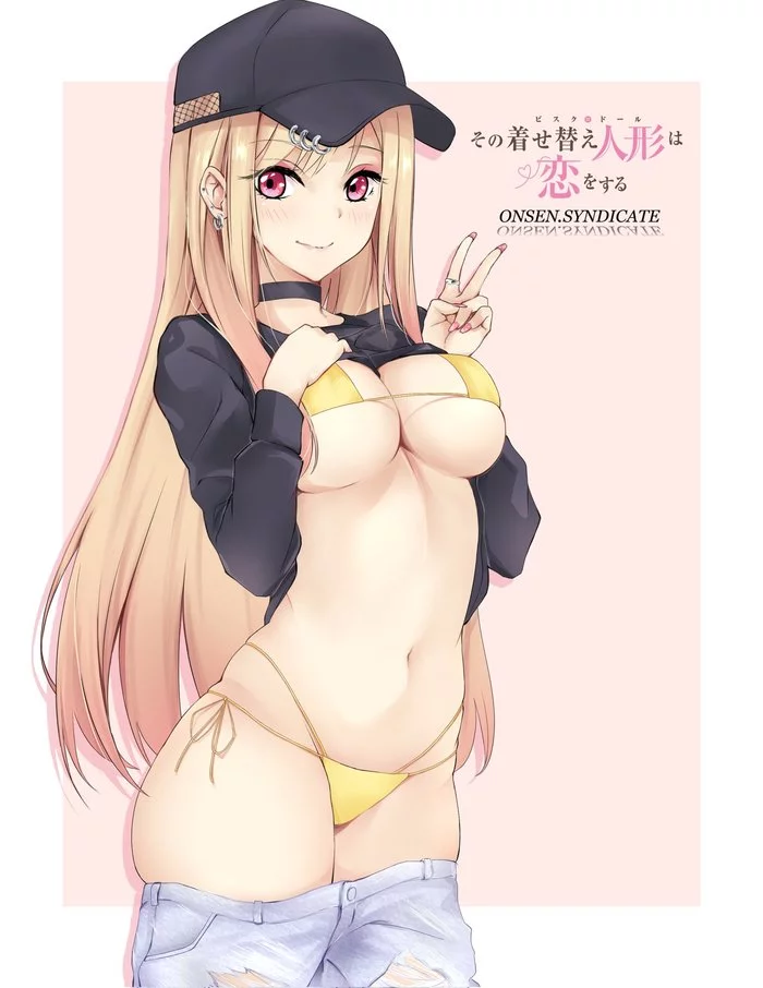 Kitagawa Marin - NSFW, Anime, Anime art, Sono Bisque Doll wa Koi wo Suru, Marin Kitagawa, Swimsuit, Boobs, Choker, Hand-drawn erotica, Erotic