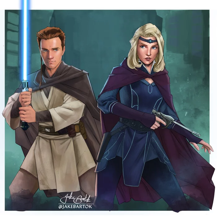 On guard of the Duchess of Mandalore - Drawing, Star Wars, Obi-Wan Kenobi, Satin, Jedi, Art