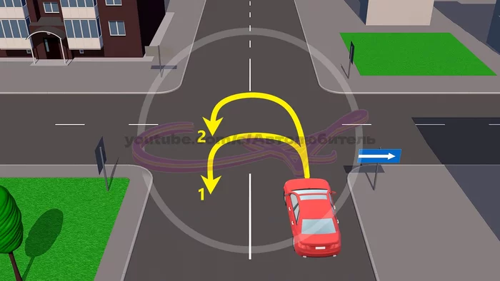 По какой траектории разрешено выполнить разворот? - Моё, ПДД, Водитель, Автомобилисты, ГИБДД, Авто, Длиннопост