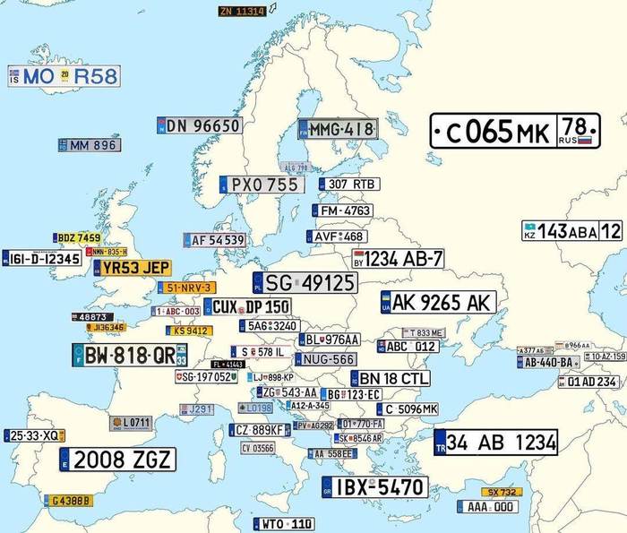 Как выглядят номерные знаки в странах Европы - Автомобилисты, Европа, Сравнение, Автомобильные номера