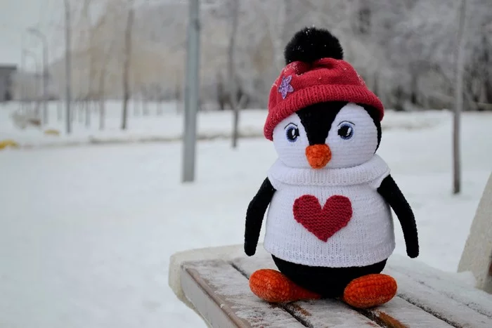 Handmade penguin - My, Knitted toys, Penguins, Amigurumi, Needlework without process, Longpost