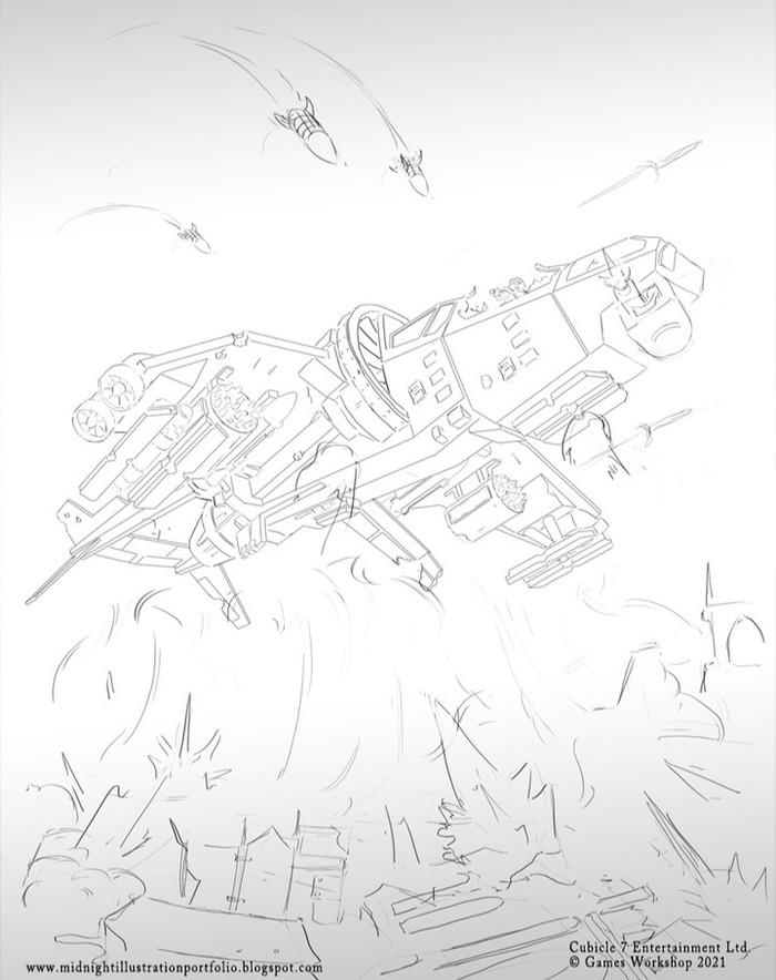 Vulture Gunship by Sam Manley Sam Manley, Warhammer 40k, Wh Art, , Aeronautica Imperialis, Wrath and Glory, 