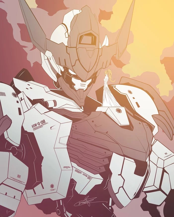 Gundam Barbatos - My, Anime, Anime art, Gundam, Gundam Barbatos