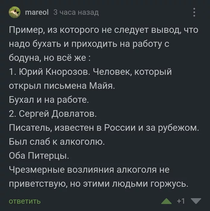 Кто-то пьёт, кто-то травится химией,  кто-то просто... - Мудрость, Ирония, Алкоголь, Комментарии, Скриншот, Комментарии на Пикабу