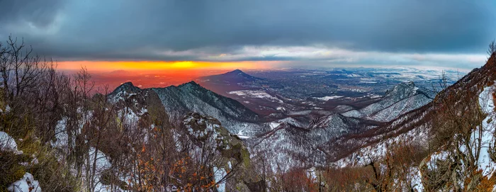 Frosty dawn on February 1 - My, Landscape, Beshtau, Caucasian Mineral Waters, Nature, The photo, dawn