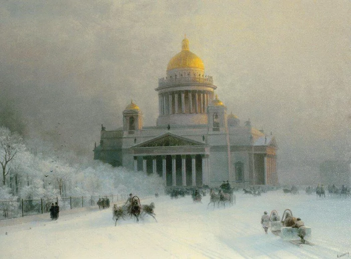 Ivan Aivazovsky St. Isaac's Cathedral on a Frosty Day, 1891 - Aivazovsky, Painting, Saint Isaac's Cathedral, Winter, Oil painting, Painting