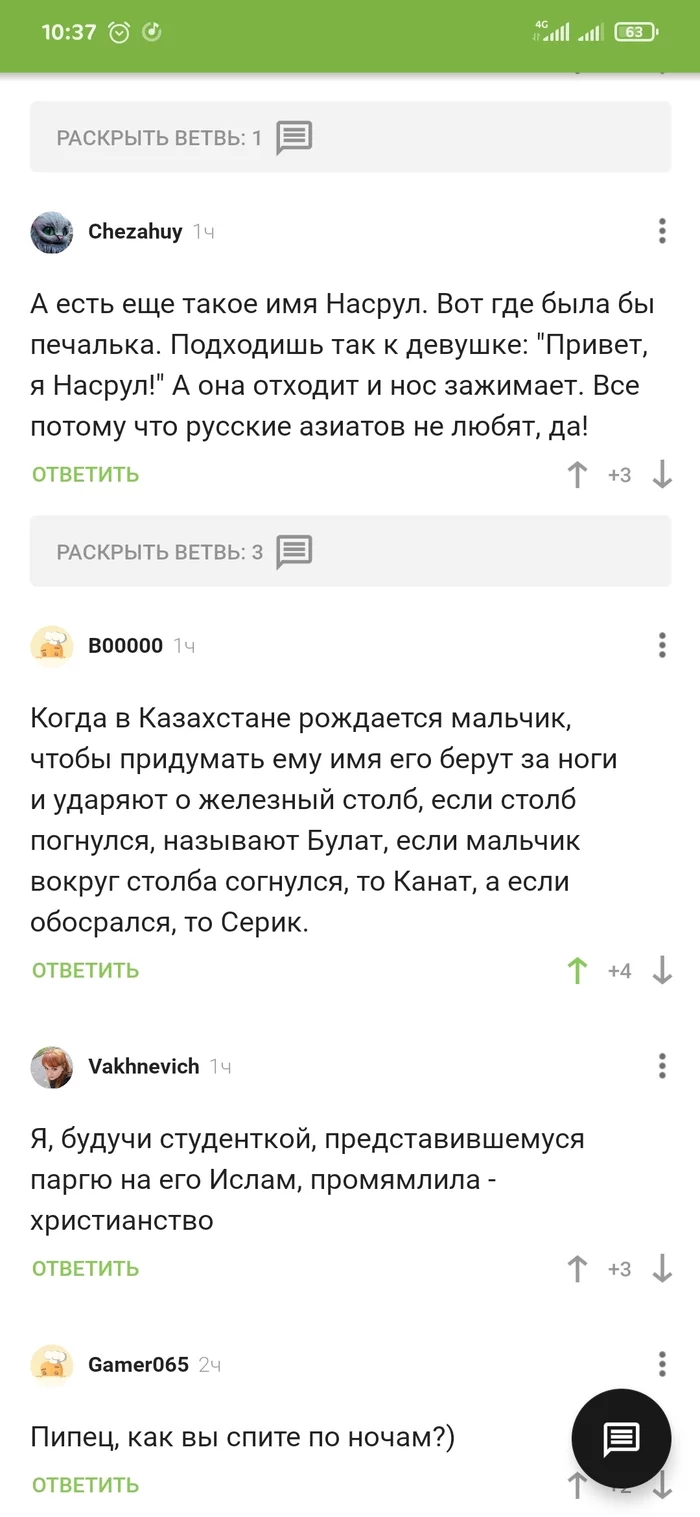 Как выбирают имена в Казахстане)) - Имена, Казахстан, Скриншот, Юмор, Длиннопост, Комментарии, Комментарии на Пикабу