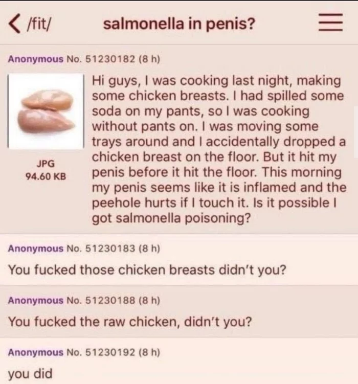 Salmonella in a penis? - Hen, Salmonellosis, Salmonella, Question, Screenshot