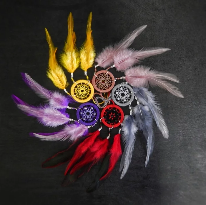 Baby Catchers - My, Dreamcatcher, Indians, Needlework, Needlework without process, Handmade, With your own hands, Hobby, The photo, Feathers, Beads, Beads, beauty, Unusual, Longpost