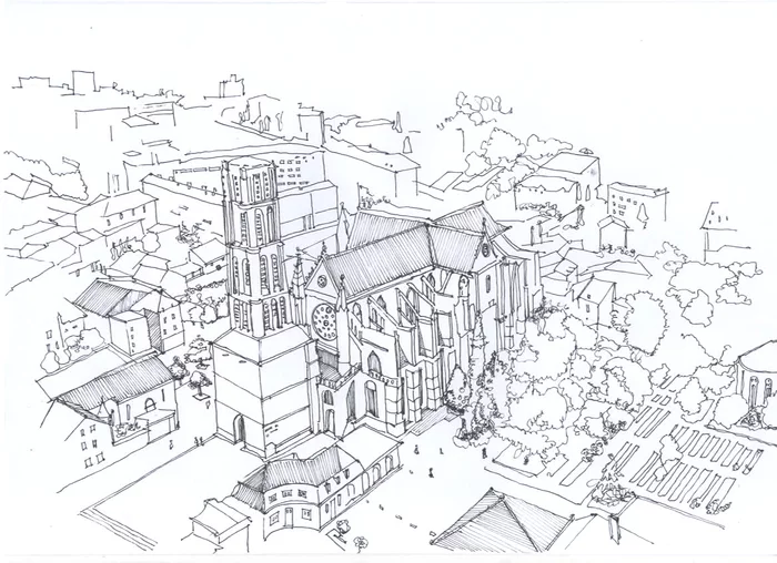 Square, sketch - My, Square, Sketch, Drawing, The cathedral