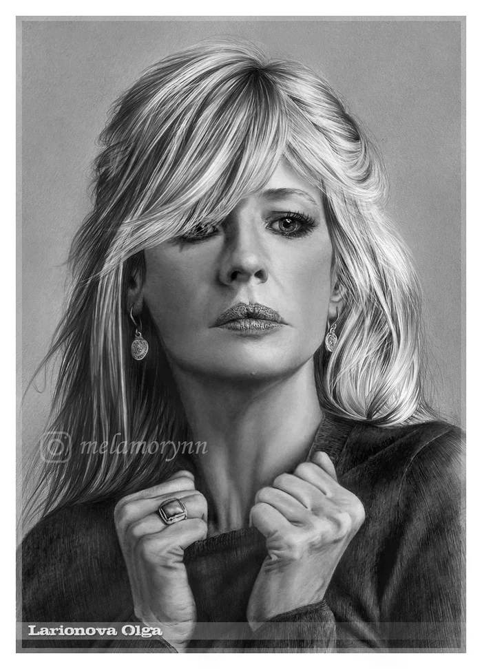 Kelly Reilly. Drawing with graphite pencils - Portrait by photo, Portrait, Hyperrealism, Photorealism, Realism, Pencil drawing, Traditional art, Graphics, Art, Drawing, My