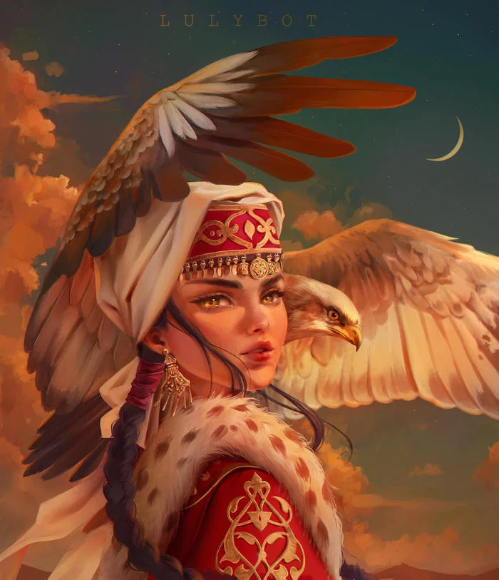 Feathered Guardian - Drawing, Girls, Falcon, Lulybot, Art