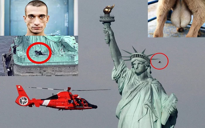 Superhit Pavlensky attacked Svoboda! (From the 2021 Archives) - My, Peter Pavlensky, Protest, USA, Statue of Liberty, Fake, Humor, Fake news, Politics