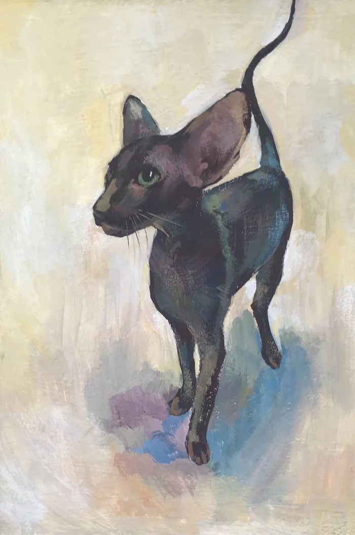 Frosya - My, Luboff00, Tempera, Painting, Oriental cats, Cardboard, cat, Drawing, Animalistics