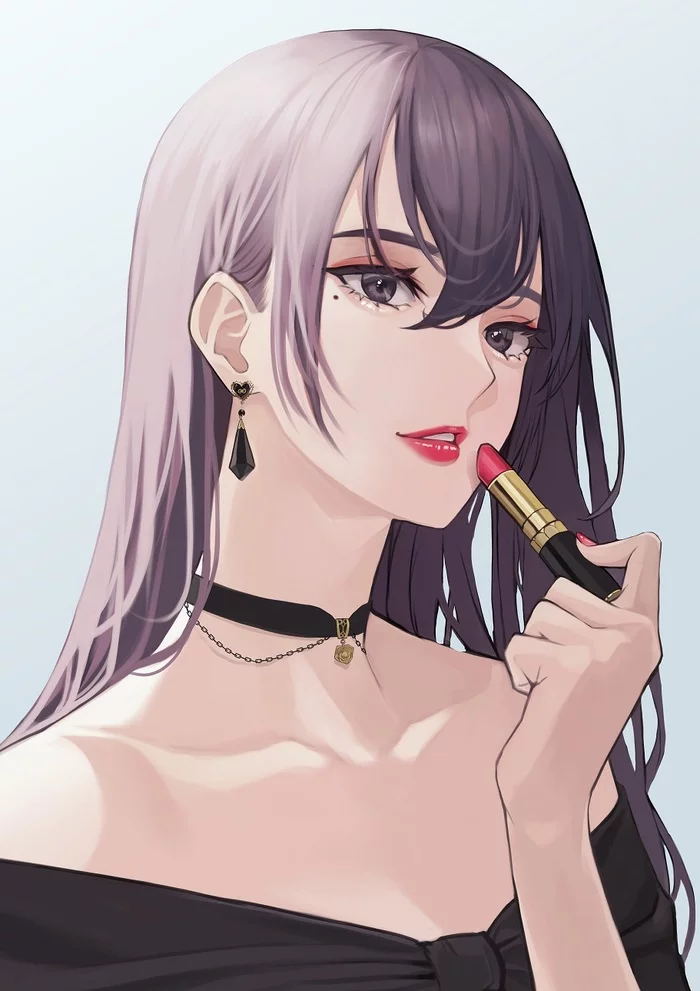 beauty - Anime, Anime art, Anime original, Girls, Lipstick, Pixiv