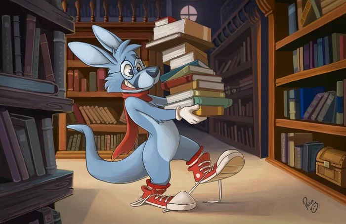 Observe TB - tie your shoelaces tightly! - Furry, Furry Kangaroo, Paco Panda, Library, Laces, Books, Art