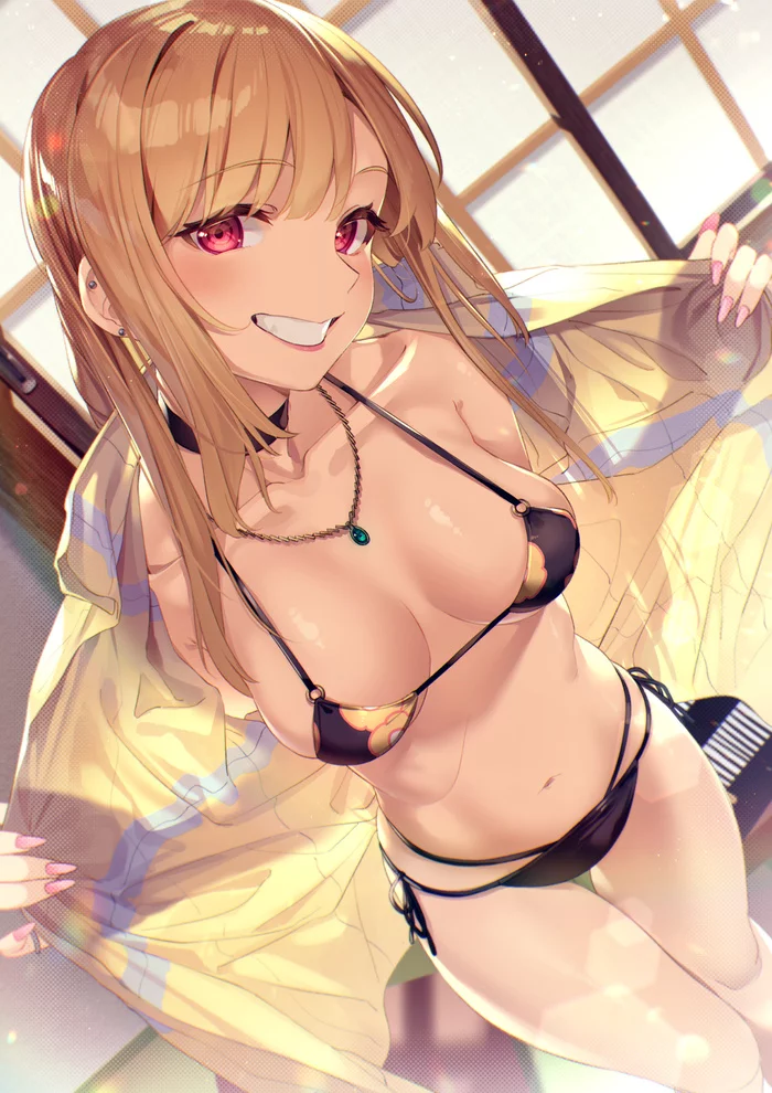 Kitagawa Marin - NSFW, Anime, Anime art, Sono Bisque Doll wa Koi wo Suru, Marin Kitagawa, Swimsuit, Boobs, Hand-drawn erotica, Erotic, Choker