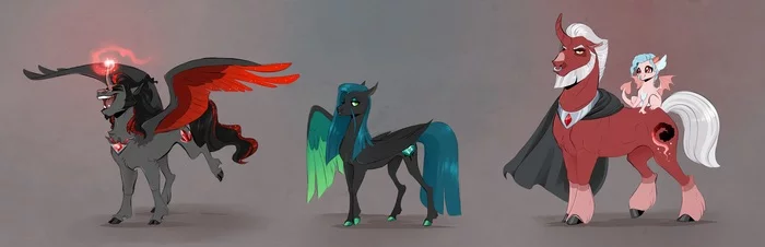 Опоняшные злодеи - My Little Pony, PonyArt, Cozy Glow, Tirek, Queen Chrysalis, King Sombra, Арт