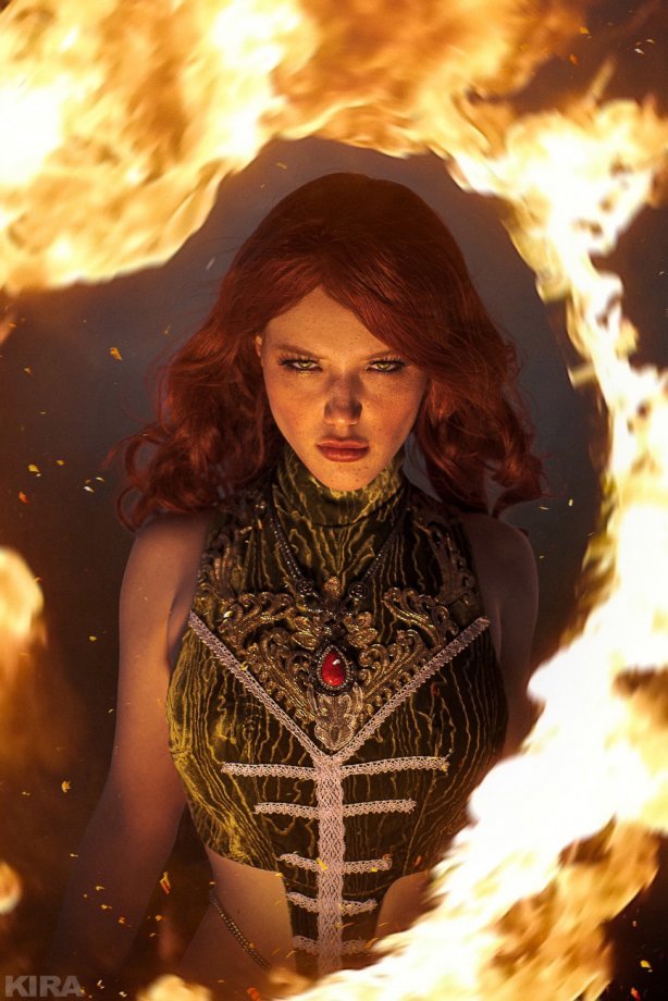 Fire Sorceress Triss - The photo, Cosplay, Witcher, Triss Merigold, The dress, Costume, Longpost, Lada Lumos
