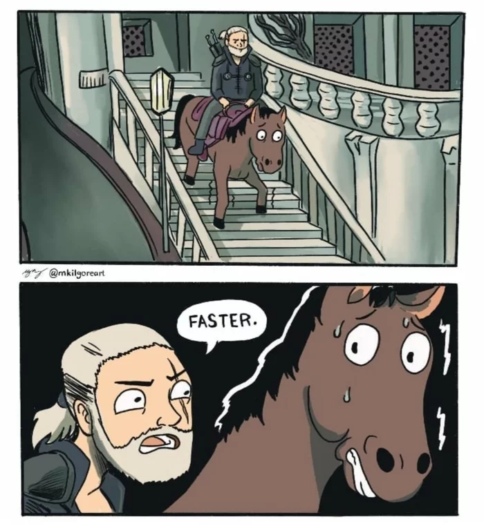 Move, roach! - The Witcher 3: Wild Hunt, Geralt of Rivia, Roach, Comics, Steps