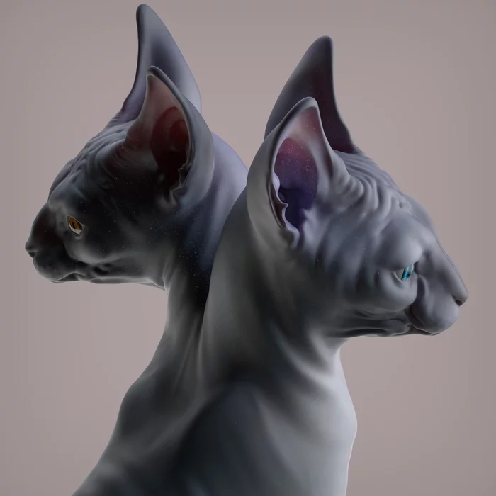 Moisha - Моё, Кот, Сфинкс, 3D, 3D моделирование, Zbrush, Keyshot, Компьютерная графика, Персонажи, Арт, Длиннопост