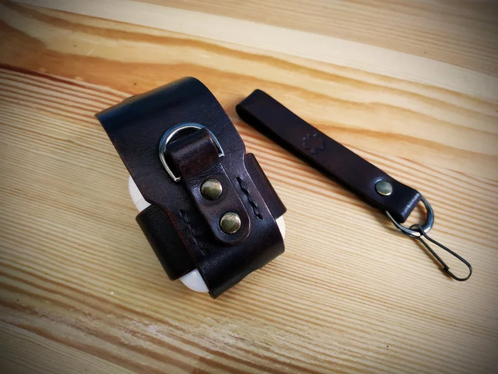 Leather case for apple air pod headphones - My, Leather products, Longpost, Needlework without process, Video, Handmade, Natural leather, Accessories