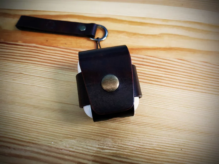 Leather case for apple air pod headphones - My, Leather products, Longpost, Needlework without process, Video, Handmade, Natural leather, Accessories