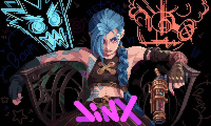 Пиксель Джинкс - Jinx, League of Legends, Арт, Pixel Art