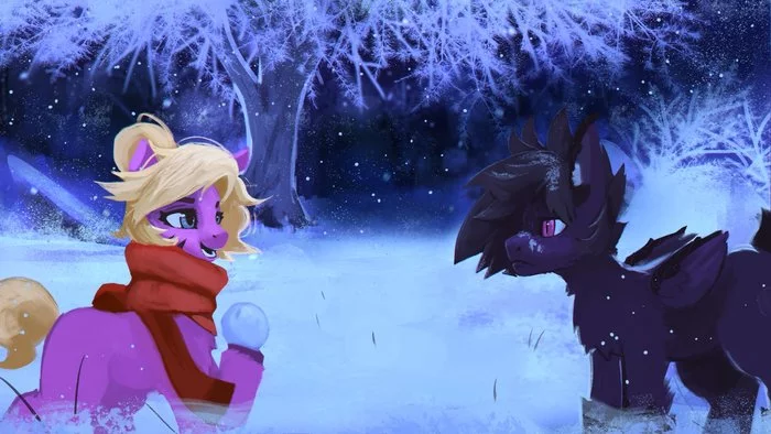 Someone will be covered in snow - Art, My little pony, PonyArt, Hierozaki, Original character