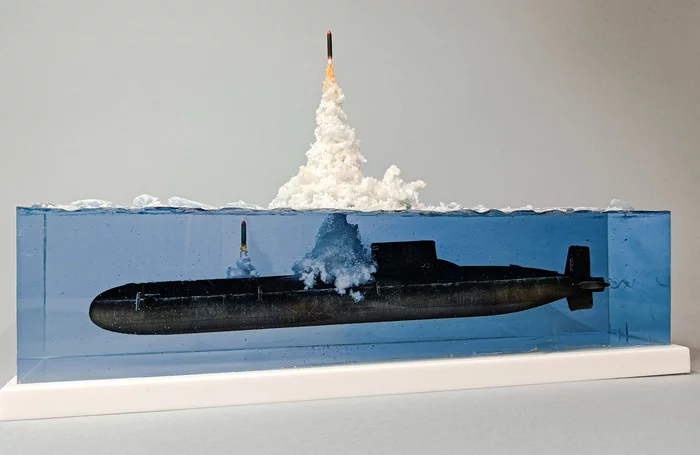 Successful launch - Fleet, Ship, Stand modeling, Modeling, Scale model, Collecting, Collection, Severodvinsk, Northern Fleet, Homemade, Sailors, With your own hands, Miniature, Diorama, Submarine, Rocket, 3D печать, Technics, Longpost, Needlework without process