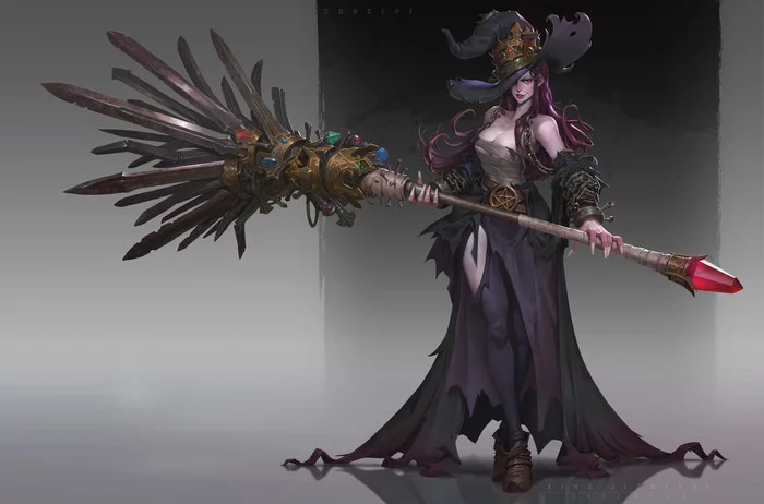 Witch Concept by Jianfeng Xing - Jianfeng Xing, Concept Art, Art, Witches, Fantasy, Girls, Longpost