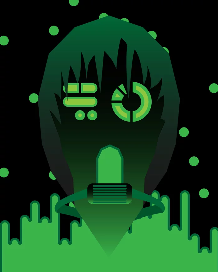 Toxic cyborg - My, Vector graphics, Digital drawing, Toxins, Cyborgs, Green
