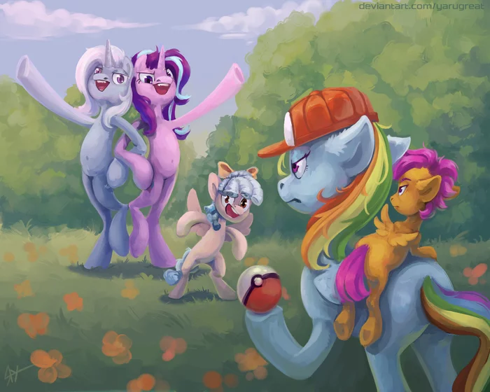 Beware the Team Rocket, [D]Ash! - My Little Pony, Rainbow Dash, Trixie, Starlight Glimmer, Cozy Glow, MLP Crossover, Покемоны