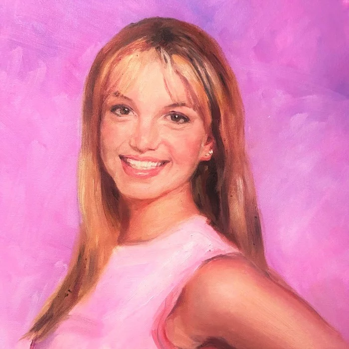 Portrait of Britney in oil on canvas - My, Portrait, Oil paints, Creation, Painting, Canvas, Sketch, Britney Spears