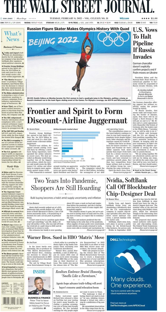 Kamila Valieva got on the cover of The Wall Street Journal - Figure skaters, Kamila Valieva, Newspapers, Cover