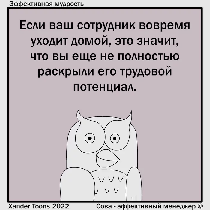 Эффективная мудрость на случай конца рабочей смены - Моё, Сова - эффективный менеджер, Xander Toons, Юмор, Комиксы, Работа, Начальство, Нагрузка