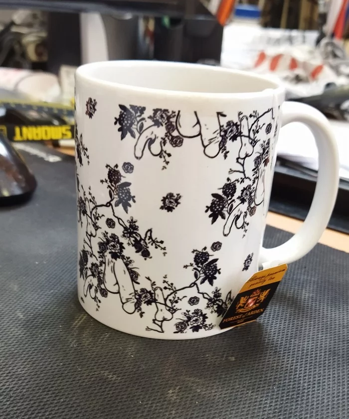 Mug with flowers - NSFW, My, Humor, Mug with decor