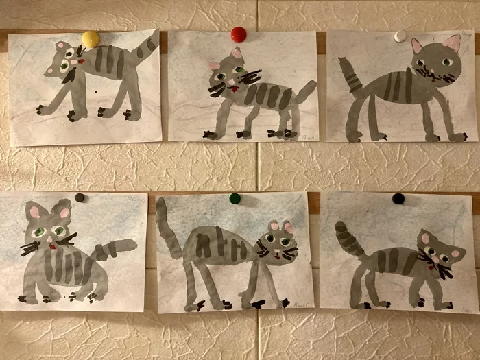 Cats through the eyes of children - My, cat, Children, The photo, Longpost, Drawing